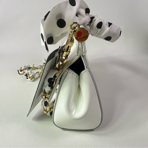 NEW Dolce & Gabbana Sicily East West Satchel Patent Leather w/ Polka Dot Scarf - Picture 7 of 9